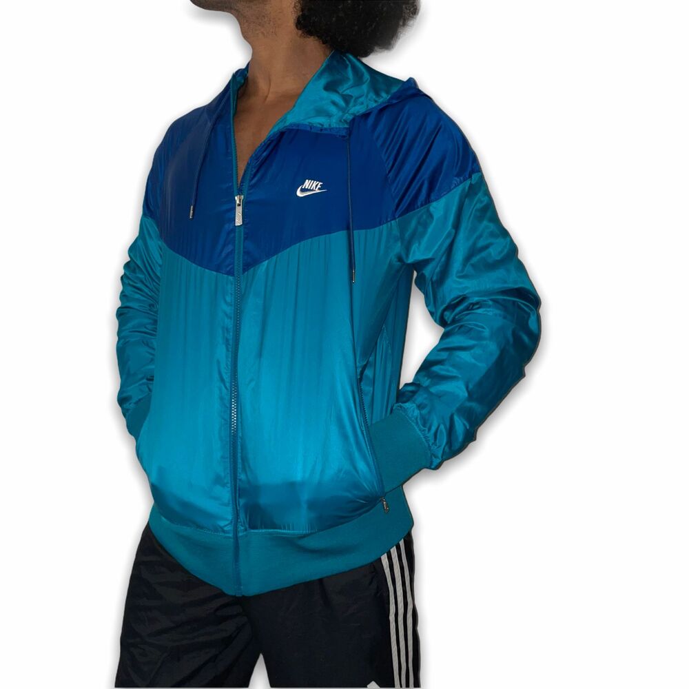 Nike Vintage NWT Windrunner Windbreaker Jacket Blue Green Nylon Glanz XL